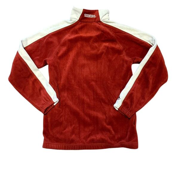 OU University of Oklahoma Youth 14/16 Fleece Quarter Zip Logo Top by Majestic - Picture 2 of 7